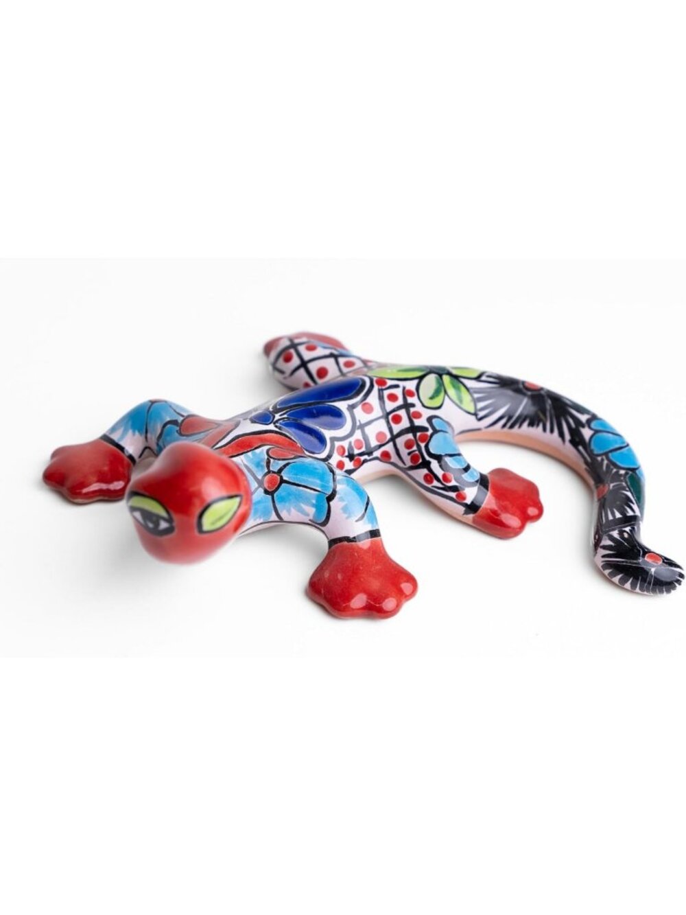 Handmade Mexican Talavera Pottery Gecko Wall Art - Colorful Ceramic Garden Decor